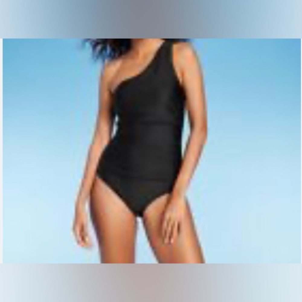 Kona Sol Women's Tummy Control One Shoulder Ruched Full Coverage Swimsuit Size L